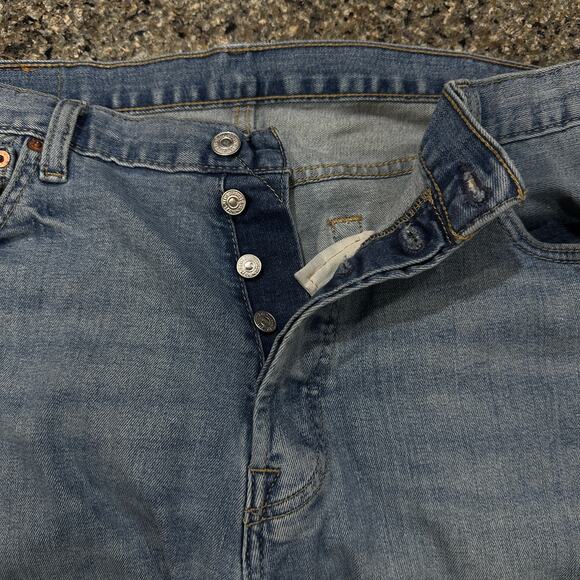 Levis 501 Jeans 36x29 (34x28) Blue Denim Button Fly Cotton Blend Classic Cotton - Picture 5 of 7